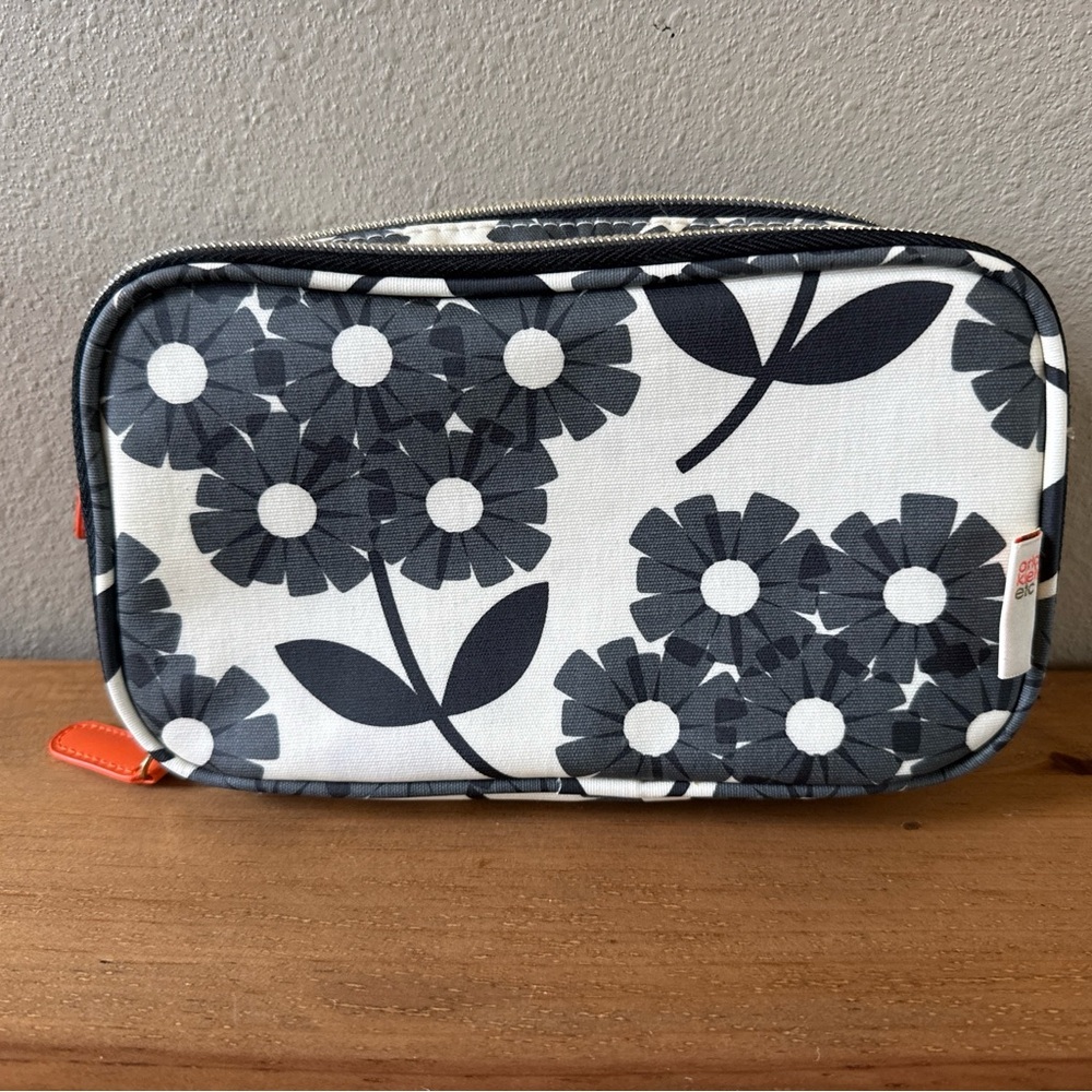 Floral Black and White Cosmetic Bag